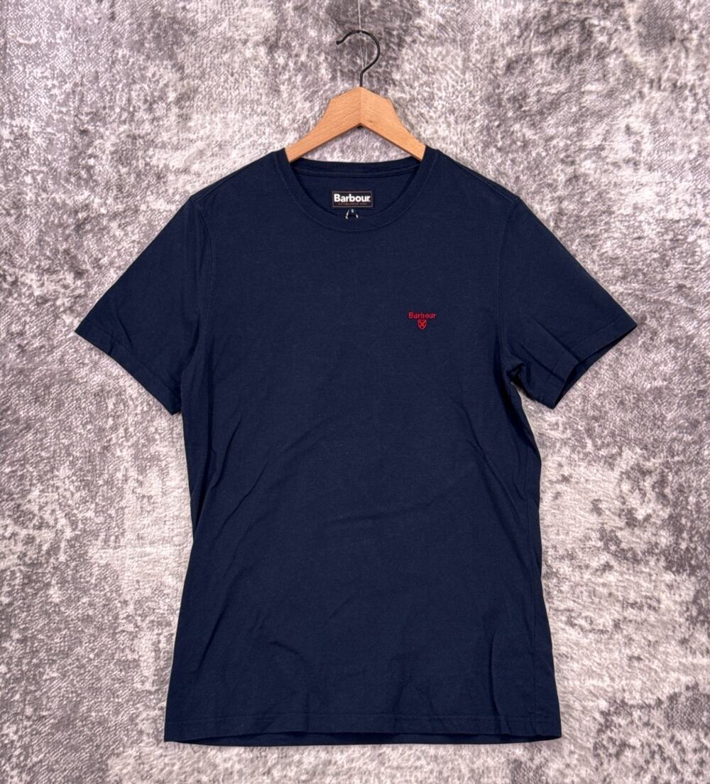 New Barbour Shirt Small Mens Tailored Fit Navy Blue Short Sleeve Crewneck